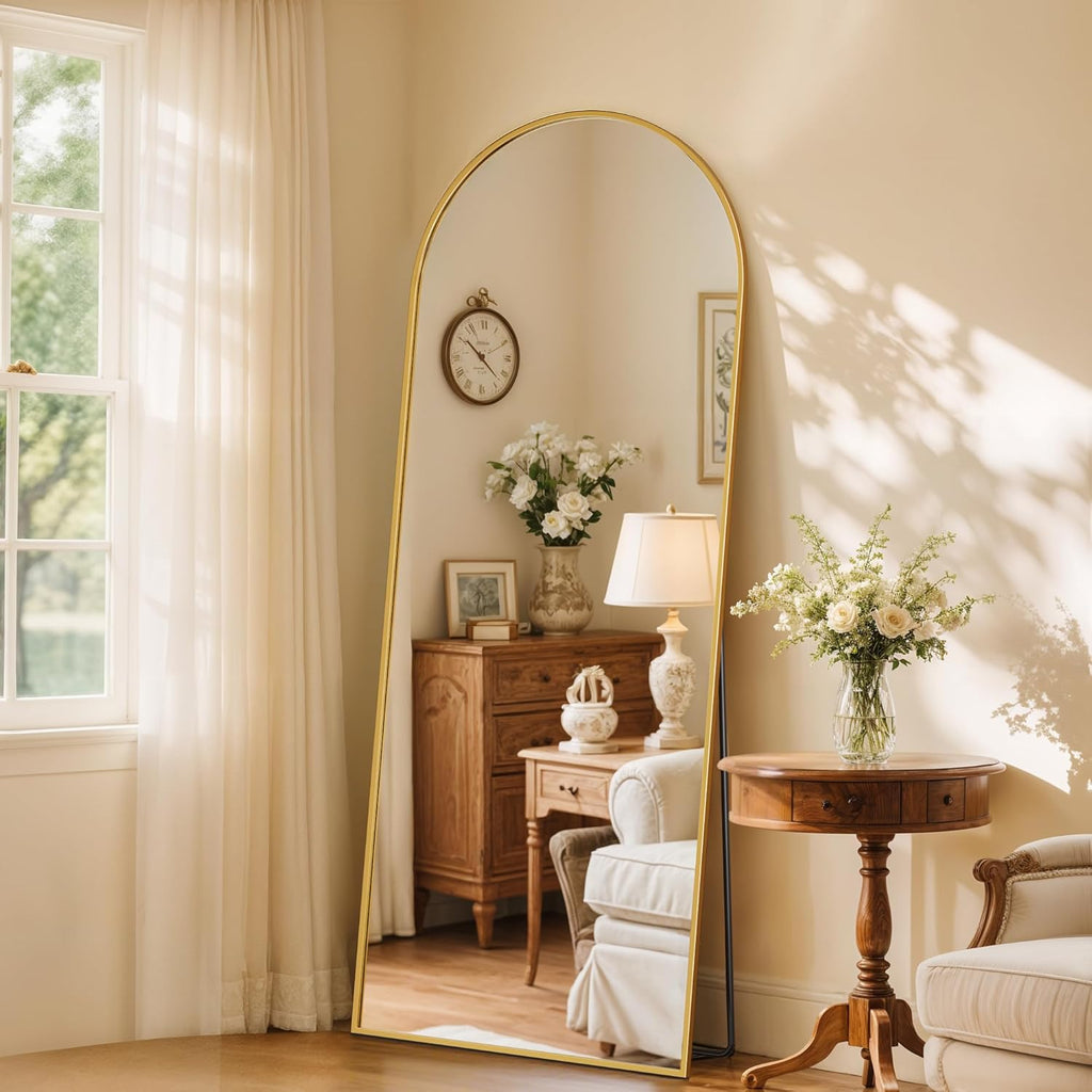 Full Length Mirror, 58" x 18" Arched Full Body Mirror Large Standing Floor Mirrors