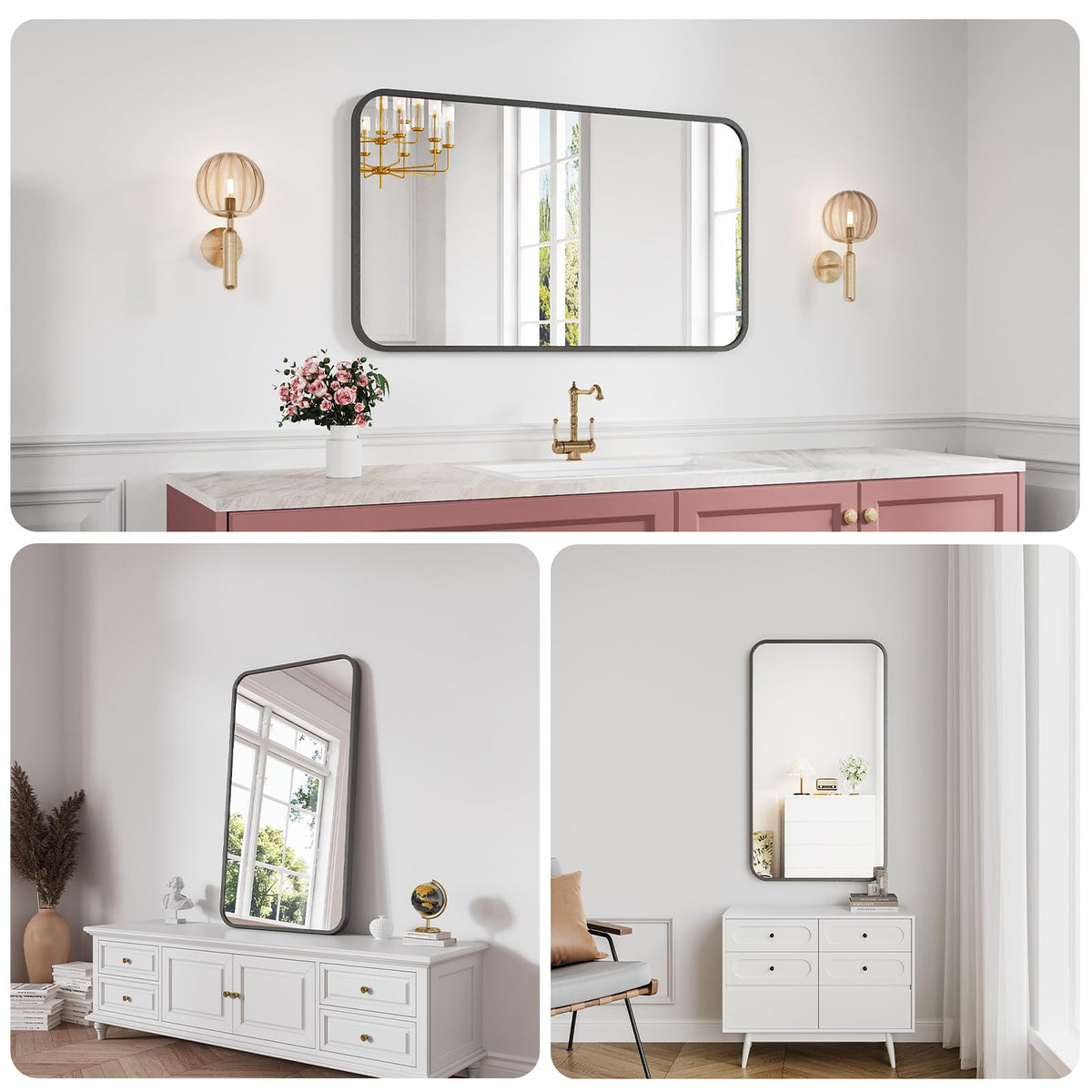 Thryvalis Metal Framed Bathroom Mirror